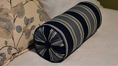 How to make a neck roll or bolster pillow with welt (piping) trim, gathered ends, and tufted buttons