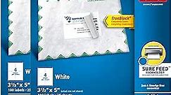 Avery Printable TrueBlock Shipping Labels, 3.5" x 5", Sure Feed, White, 2 Pack, 200 Labels Total (5640)