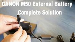 How to setup Canon M50 external battery.