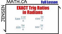 EXACT Trig Ratios in radians (full lesson) | grade 12 MHF4U | jensenmath.ca