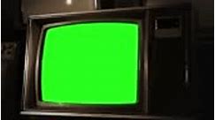 Old Tv Green Screen. Close-Up. Ready to replace green screen with any...