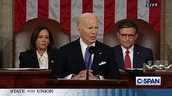 Mike Johnson seen repeatedly shaking his head during Biden speech