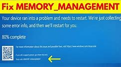 Fix windows 10/11 blue screen stop code memory management error | MEMORY_MANAGEMENT