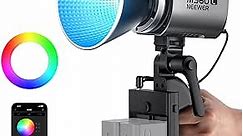NEEWER MS60C RGBWW LED Video Light with 2.4G/APP Control, 65W Metal Mini RGB COB Continuous Output Lighting Bowens Mount Handheld Spotlight 2700K-6500K,8300lux/1m, CRI 97+/TLCI 98+,17 Effects + RGBCW