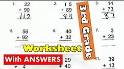 3rd Grade Math - Adding 2-digit Numbers Regrouping Worksheet With Answers | Learning Video For Kids