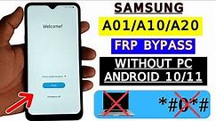 Samsung A01/A10/A20 FRP Bypass Android 11/10 Without Pc | Reset FRP Lock/Google Account Bypass 2024