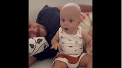 Baby stunned after hearing his dad’s wild snore