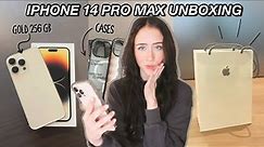iPhone 14 Pro Max Gold UNBOXING & First Impressions (+ cases & accessories haul)