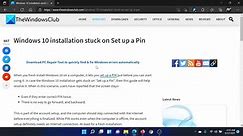 Windows installation stuck on Set up a Pin in Windows 11/10