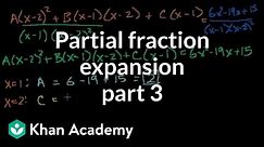 Partial fraction expansion 3 | Partial fraction expansion | Precalculus | Khan Academy