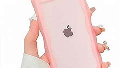 Cute Curly Wave Frame Shape for iPhone SE Case 2022/2020, iPhone 8/7 Case, Slim Fit Shockproof Thin Soft Silicone Protective Cover for Girls Women - Pink