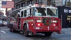 FDNY fire trucks responding compilation - horn, siren and lights