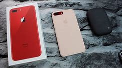 Product Red iPhone 8 Plus & Pink Sands Apple Silicon Case