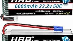 HRB 2pcs 6S 6000mAh Lipo Battery EC5 50C-100C 22.2V RC Lipo Battery Compatible with RC Helicopter Airplane Car Boat Truck
