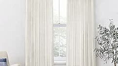 XTMYI 102 Inch Curtains 2 Panels Set Custom Length Back Tab Linen Window Sheer Privacy Thick Decorative Curtain Drapes for Living Room Bedroom,50x102 in Long,Cream(Ivory/Off White)