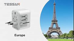 TESSAN Universal Travel Adapter, International Power Adapter 5.6A 3 USB C 2 USB A Ports, Plug Adaptor Travel Worldwide, Travel Charger Outlet Converter for Europe UK EU AUS (Type C/G/A/I)