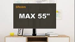 5Rcom Universal Swivel TV Stand, Table Top TV Base for 27-65 inch Flat/Curved Screen TVs, Height Adjustable TV Stand Mount with Tempered Glass Base, Holds up to 88 lbs, Max VESA 400x400mm