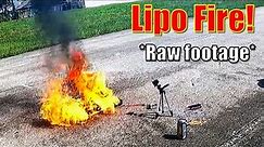 Lipo Battery Fire Explosion- (Shortened footage & Slo Mo!)