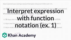 How to interpret an expression with function notation | Functions | Algebra I | Khan Academy