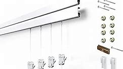 STAS Cliprail Pro Picture Hanging System Set White - Covers 19.69 ft of Wall Space - Heavy Duty Picture Rail & Art Hanging Gallery Kit Without Nails - for Home or Museum (Includes 8 Hooks & Cords)