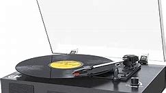 Record Player Bluetooth Turntable with Built-in Speaker, USB Recording Audio Music Vintage Portable Turntable for Vinyl Records 3 Speed, LP Phonograph Record Player, Black