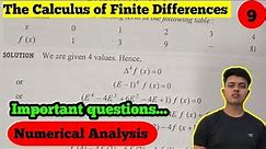 The Calculus of Finite Differences| difference table questions| lec 9 | Numerical analysis