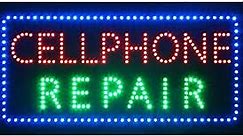 LED Cell Phone Repair Sign, Super Bright LED Open Sign for Cell Phone Store, Electric Advertising Display Sign for Mobile Phone Repair Shop Storefront Window Home Decor. (Cellphone Repair)