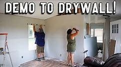 Living Room: From DEMO to DRYWALL! // Mobile Home Renovation