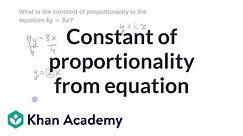 Constant of proportionality from equation
