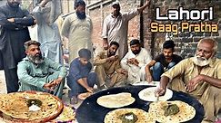 Desi Saag Paratha in Lahore | Lahore Cheapest Saag Paratha Street Food Nashta | Saag Aloo Paratha