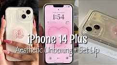 iPhone 14 Plus 128gb UNBOXING || Aesthetic Set up + Accessories