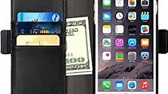 iPhone 6s Plus / 6 Plus Wallet Case, iXCC Detachable Folio Magnetic Cover Case [2 in 1] with Premium Microfiber Leather and Credit Card Slots - Black