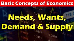 Understanding Needs, Wants, Demands, and Supply - Basic Concepts of Economics.