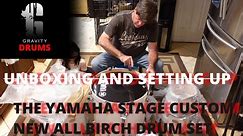 UNBOXING AND SETTING UP THE NEW ALL BIRCH YAMAHA STAGE CUSTOM DRUM SET