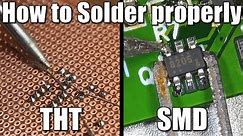 How to Solder properly || Through-hole (THT) & Surface-mount (SMD)