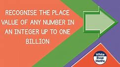 Aut741 - Recognise the place value of any number in an integer up to one billion