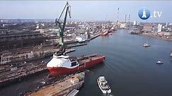 Wodowanie pierwszego statku w Stoczni Nauta w Gdańsku - pokazowy film z lotu ptaka