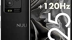 NUU A25 Unlocked Phone AMOLED 120Hz 6.7", Compatible with At&t, Tmobile, Mint, Cricket, Metro Pcs, Gaming Phones, Octa-Core Helio G99 6nm, Dual SIM 4G, 6GB + 128GB, 50MP Camera, Black