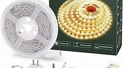 Motion Activated LED Strip Lights,RGH LIGHTING 16.4ft LED Light Strip with Day or Night 2 Lighting Modes,3 Timing Off Modes,Cozy Warm White 12v Plug-in LED Rope Lights for Under Cabinet,Kitchen,Stair
