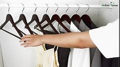 Amber Home Solid Wood Suit Coat Hangers 20 Pack, Smooth Walnut Finish Wooden Dress Hangers with Non Slip Pant Bar, Clothes Hangers with 360 Swivel Hook & Notches for Jacket, Pant, Shirt (Walnut, 20)