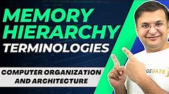 Memory Hierarchy Terminologies - Cache Memory, Cache Miss and Hit Ratio, Latency | COA Lecture