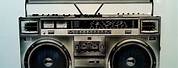 80s Boombox Blue Background