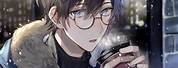 Anime Boy Black Hair Blue Eyes Glasses