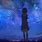 Anime Girl Looking at Sky Night
