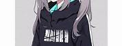 Anime Girl in Hoodie Blue and Black