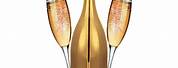 Black and Gold Champagne Bottle Martini Glass Image