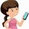 Cartoon Girl Holding Phone