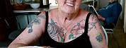 Funny Old Lady with Tattoos