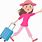 Girl with Suitcase Cartoon
