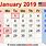 January 1 2019 Calendar